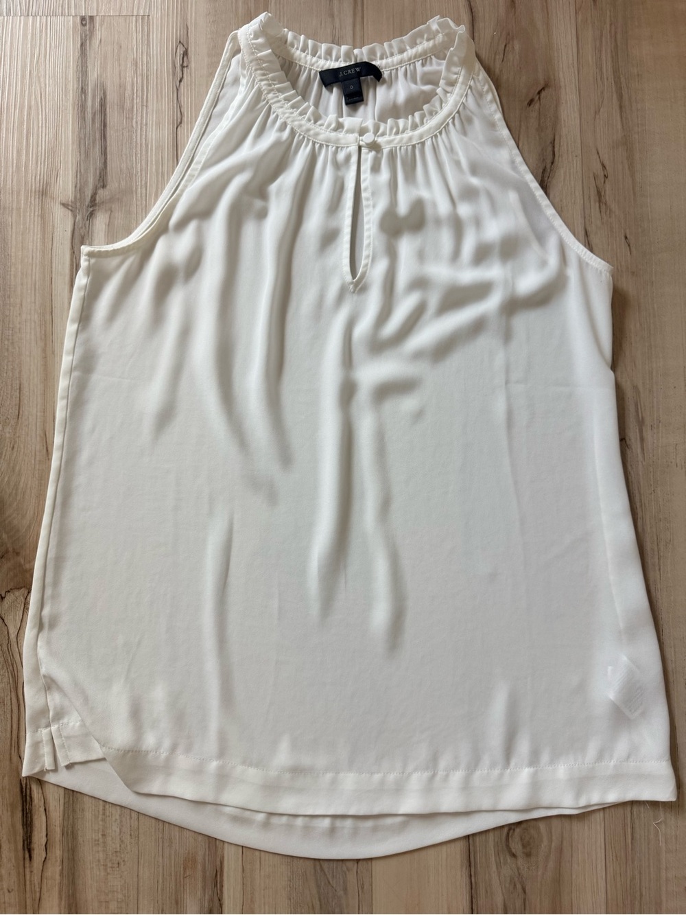 J.Crew Women’s White Ruffle Neck Sleeveless Tank Top Blouse Size 0